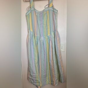 FREE PEOPLE pastel retro Striped Cotton Dress